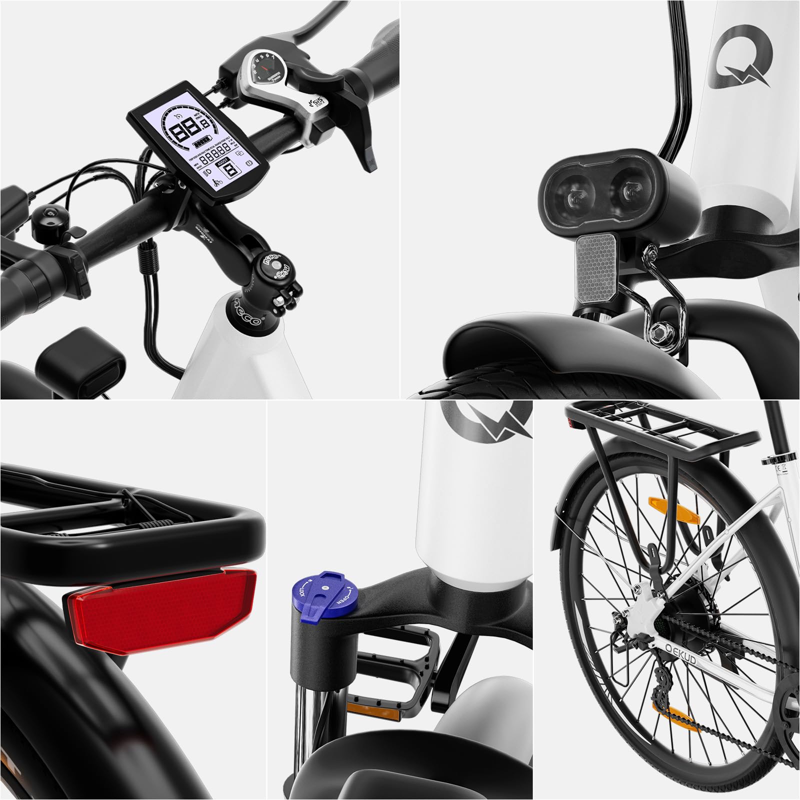 Elektrofahrrad, E-Bike Trekkingrad E-Cityrad, 36V 12,5Ah Li-Ion Akku Mountainbike Pendlerfahrrad, LCD-Display, Reichweite bis 100KM, EU-konform, mit APP