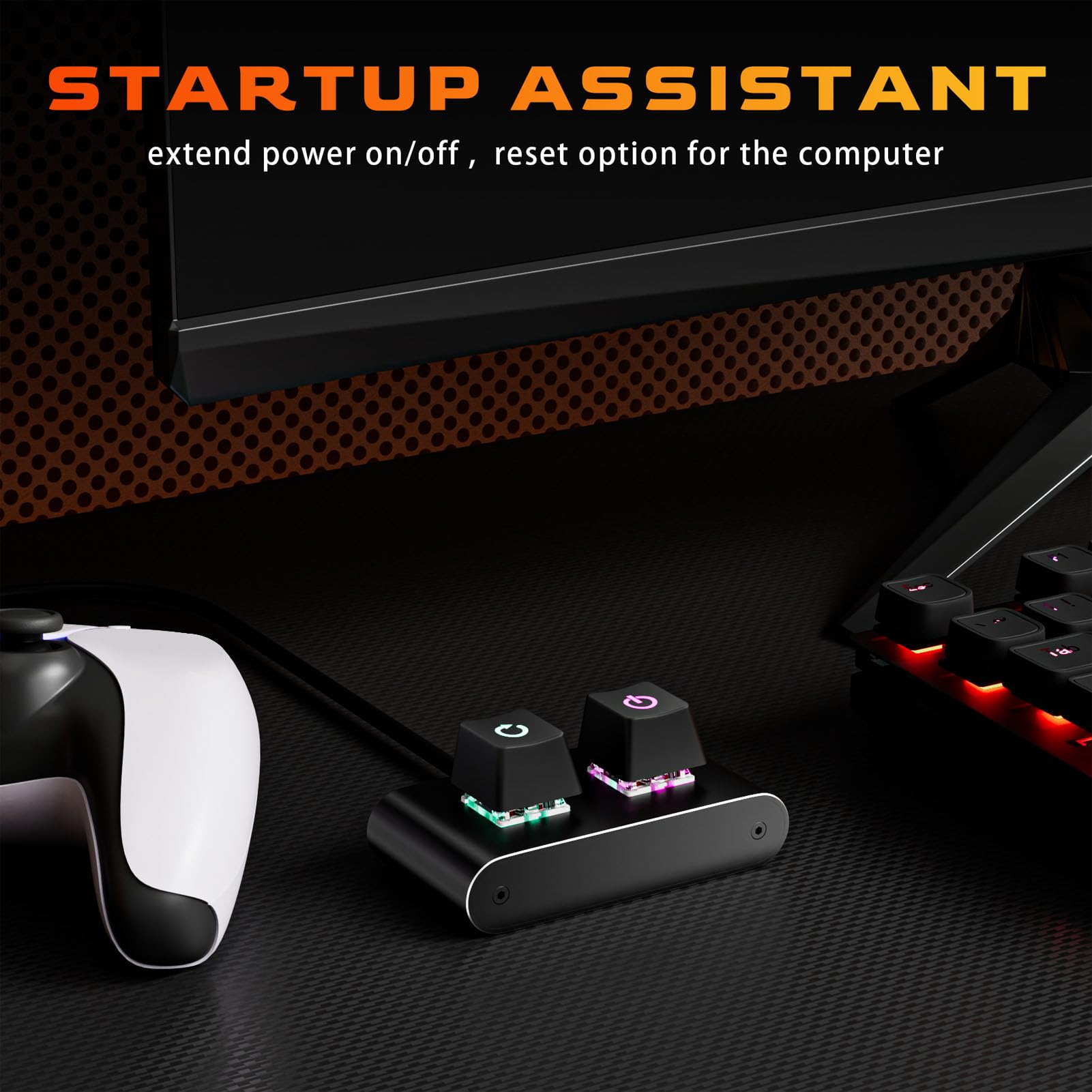 Zunate Przycisk Zasilania Komputera PC Light Mechaniczny Przełącznik RGB do Płyty Głównej Komputera Stacjonarnego, Kabel 2 M ON Off Reset SW HDD LED, Idealny do Użytku Domowego i Niestandardowych