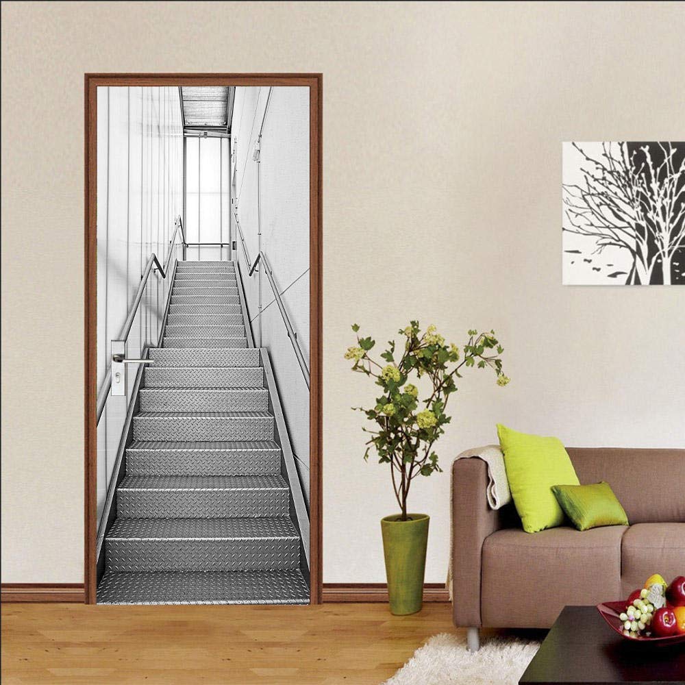 3D Door Sticker Stairs Self-Adhesive Mural Home Decoration Wall Stickers Bedroom Living Room Removable Poster Art Stickers-95x215cm