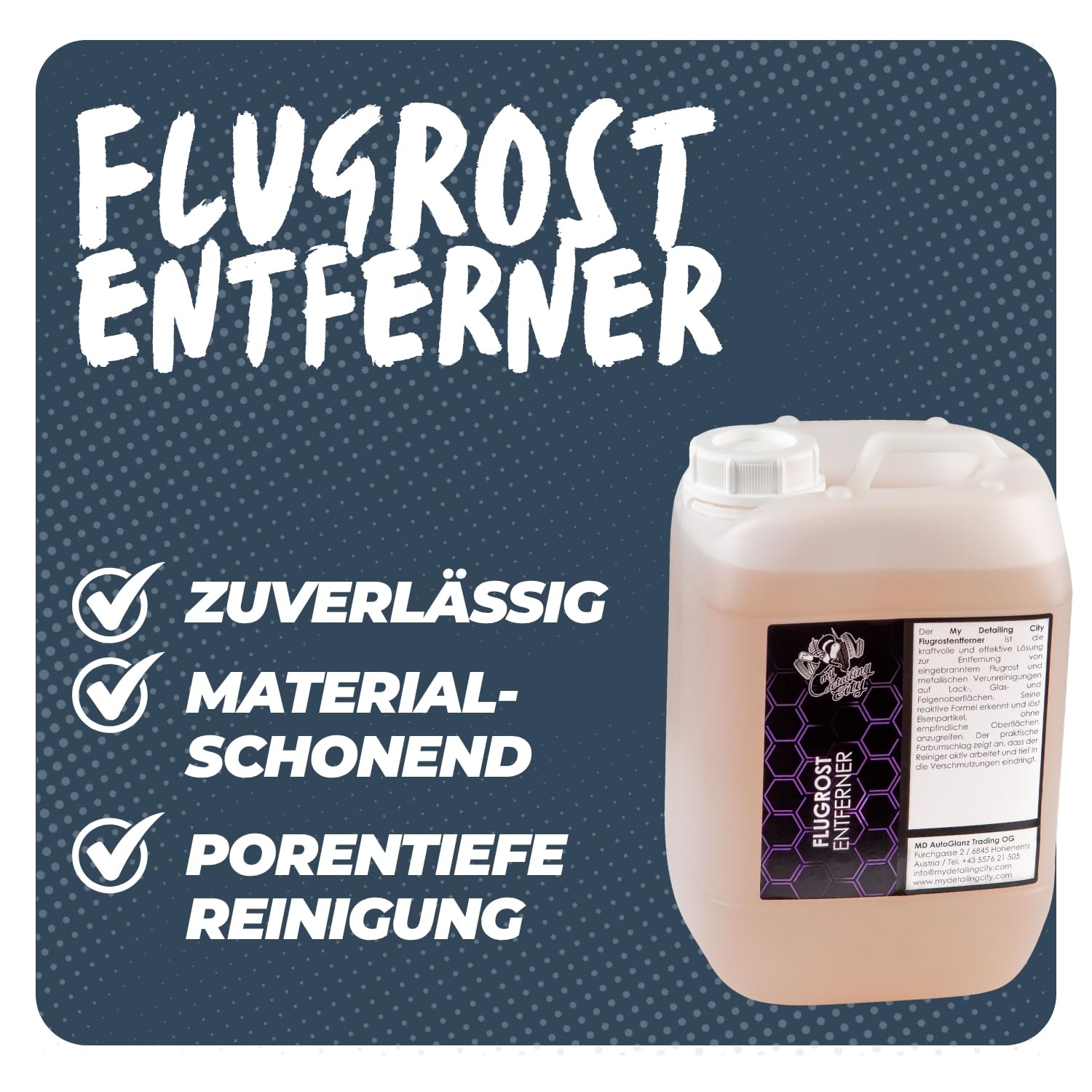 Flugrostentferner 5L - Entfernung von Flugrost & Metallpartikeln - pH-neutral & materialschonend - Für Lack, Glas & Felgen