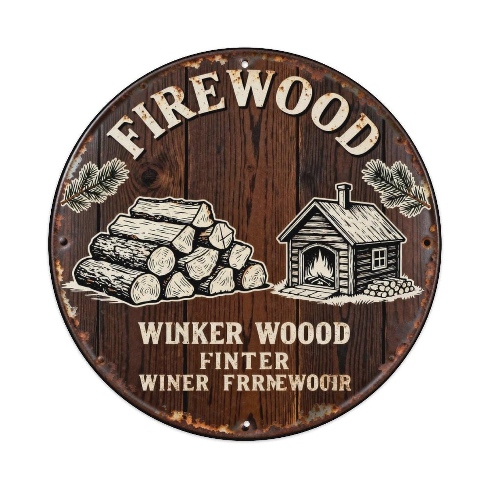 FIREWOOD Metal Tin Sign Plaque