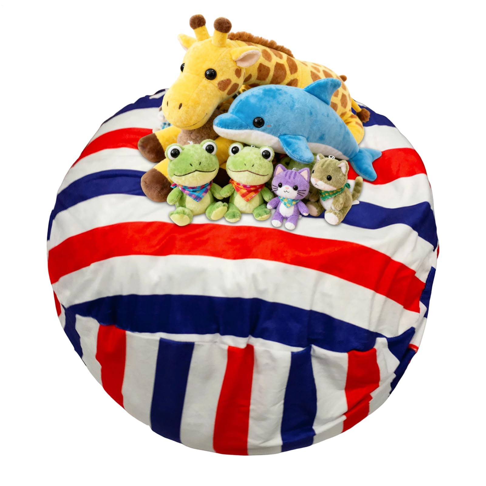 Pouf de rangement animaux peluche et organisateur jouets zippé pour chambre enfant