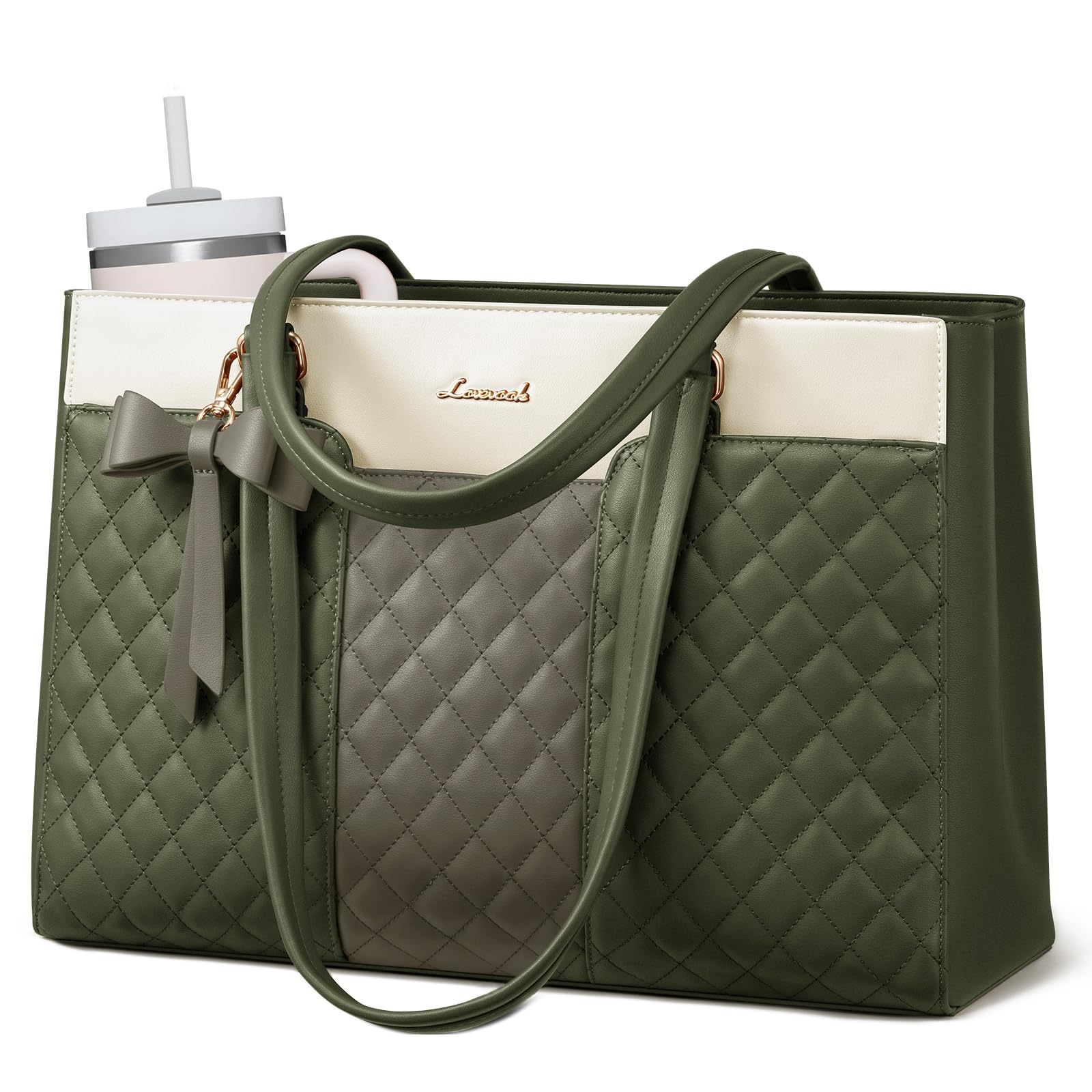 LOVEVOOK Laptop Tote Bag for Women 15.6 Inch PU Leather Work Bag