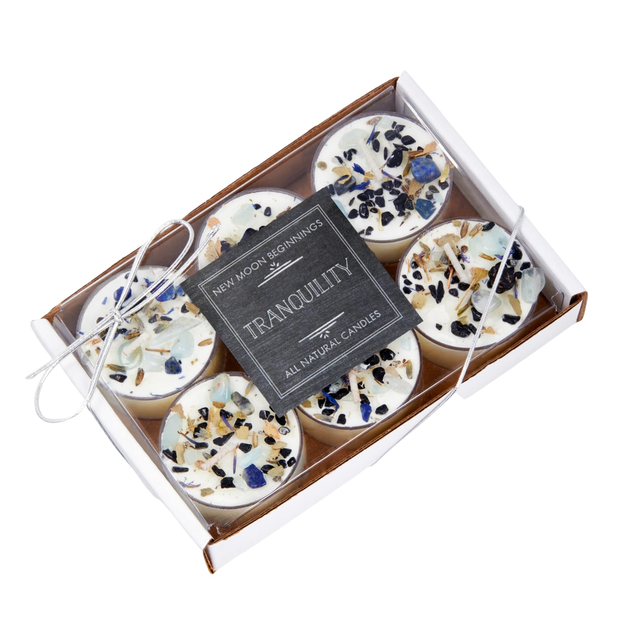 Tranquility Candle by New Moon Beginnings - Calming & Stress Relief Candle - Herb, Flower, & Crystal Candles - Aromatherapy Candles - soy candle - ocean candle