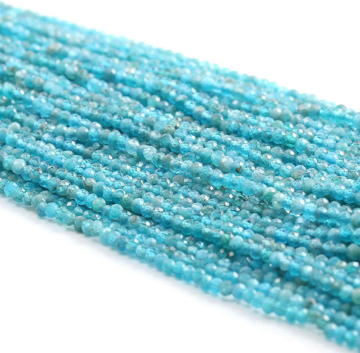 2 Strands Natural Stone Beads Apatite Gemstone Faceted Loose Beads for Jewelry Making Earrings Ring Length 15" Size 3mm 3mm apatite