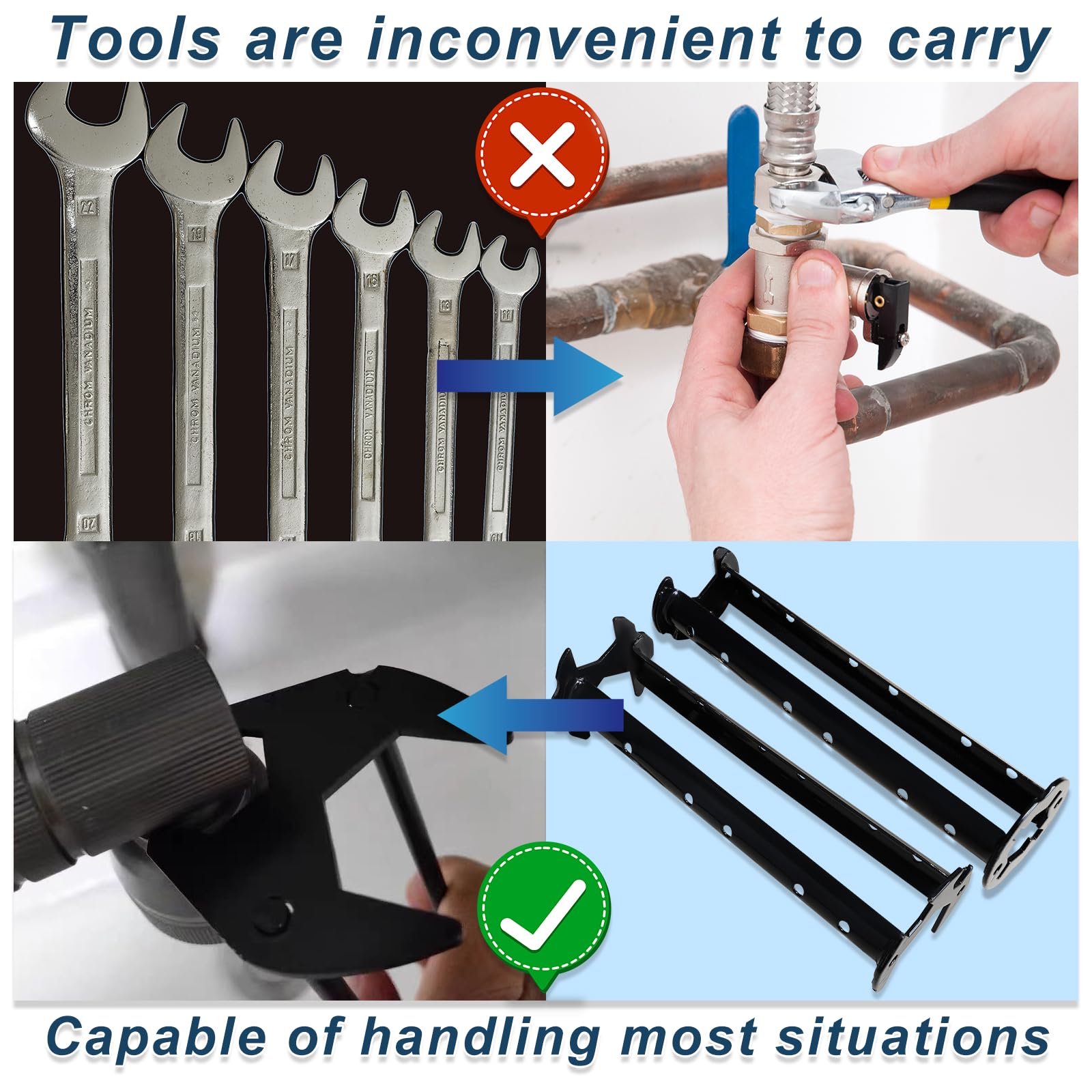 Lot De 2 Clés De Lavabo Multifonctionnelles - Clé De Plomberie Universelle 7 Tailles Pour Evier Robinet Cuisine Salle De Bain Et Espaces Restreints 98976205