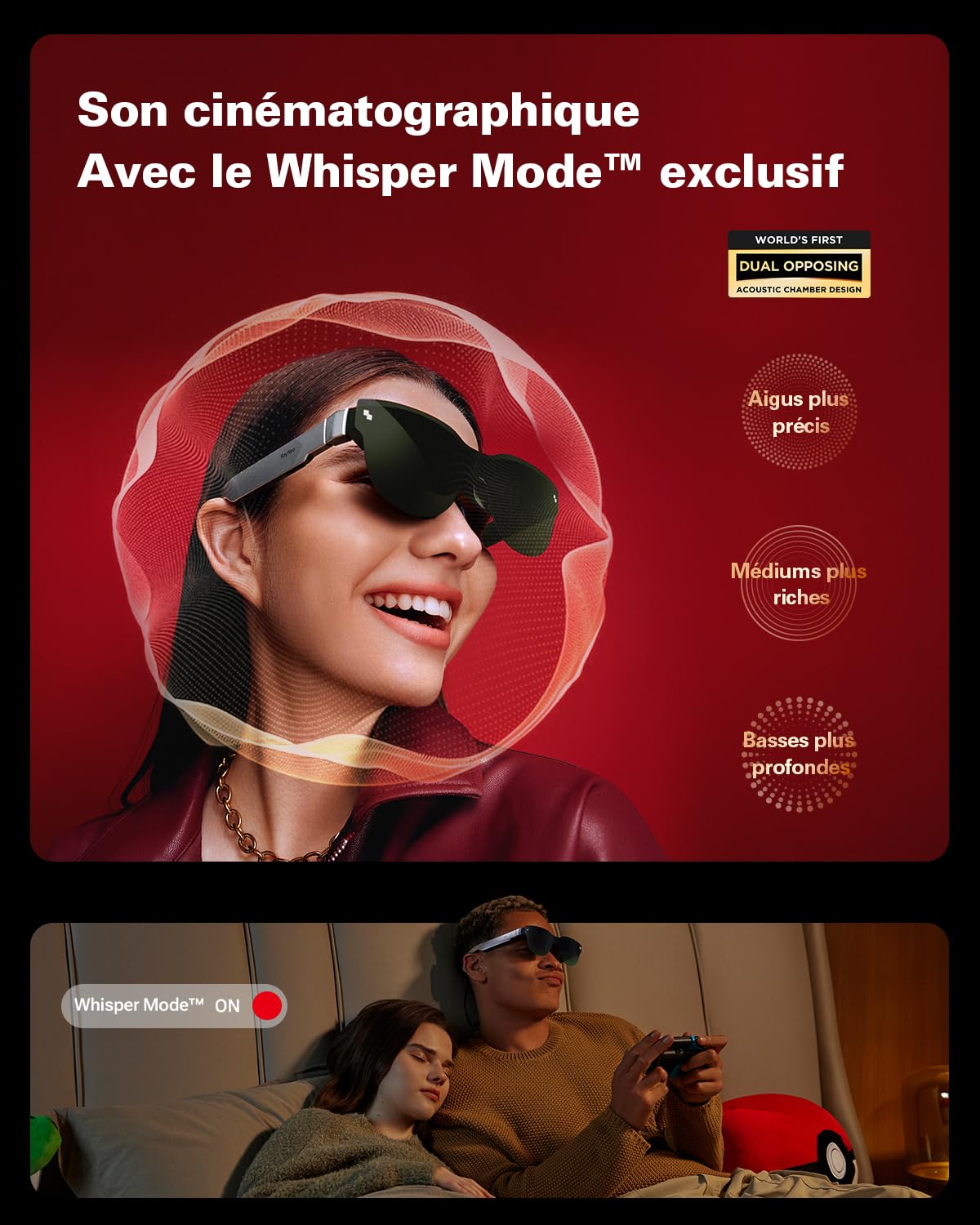 RayNeo Air 3s Lunettes AR/XR, Écran HueView 201" 120Hz FHD, Lunettes Connectée AR Portables pour iPhone 16/15, Android, Mac, Switch, PS5, Steam Deck – Théâtre Portable