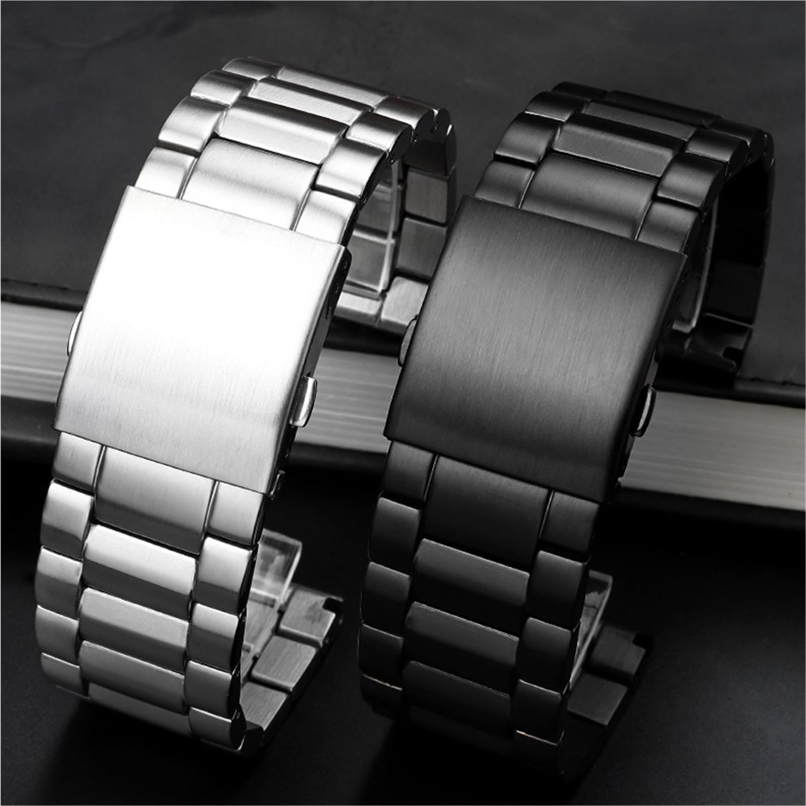 Correa de reloj de acero inoxidable for hombre, pulsera de pulsera sólida de Metal de 22mm, 24mm, 26mm y 28mm