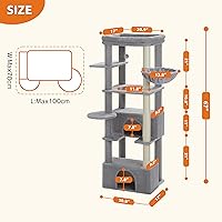 Vista 6 de PEQULTI Árbol para gatos grandes de 68 pulgadas para gatos grandes, torre alta resistente para gatos grandes de interior con percha superior extra