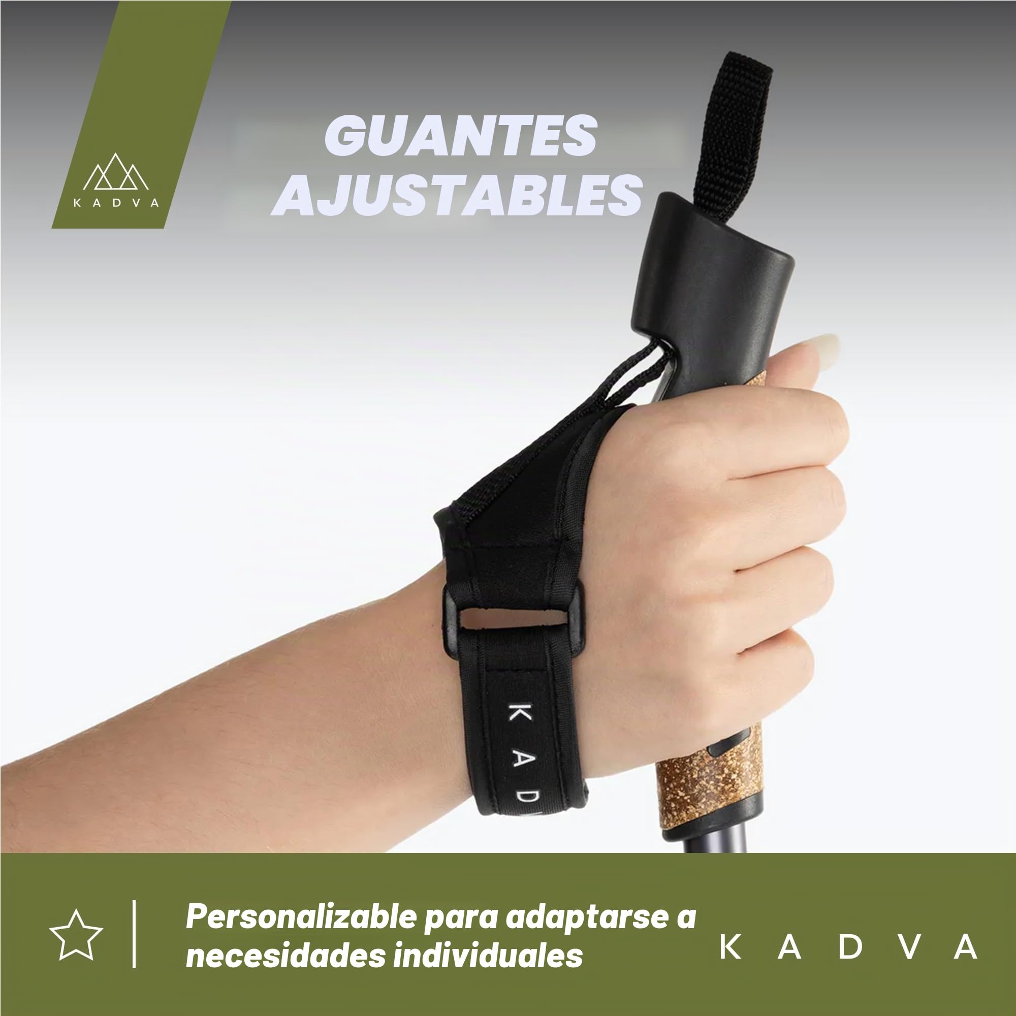 KADVA Bastones de Marcha nórdica ARUKU en Negro, tamaño Ajustable 83-135 cm, Sistema de Bloqueo Giratorio para Estabilidad y Seguridad, reducción de Vibraciones con Sistema antichoque de Resistencia