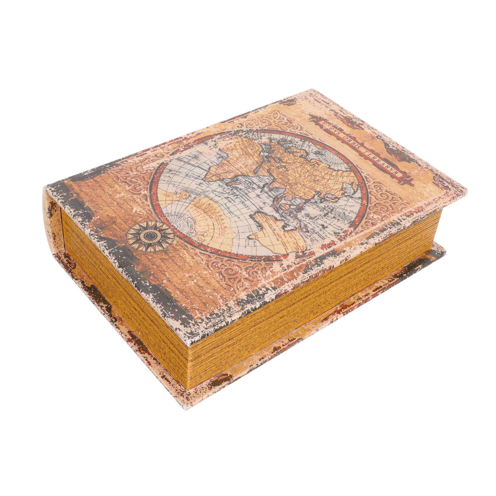 TOYANDONA Caja Decorativa de Madera Retro Forma de Libro Falso Caja de Almacenamiento con Tapa Abatible Diseño Creativo para Decoración de Escritorio y Hogar Mediano