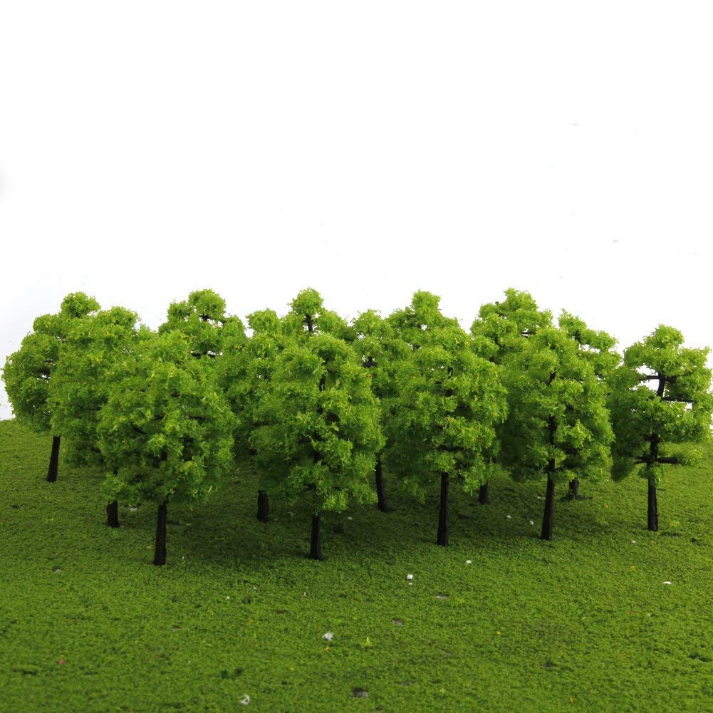 Lot De 20 Mini Arbres Modèle 1:100 – Plastique Vert Clair, 3,5 Cm – Pour Dioramas, Trains Miniatures Et Paysages