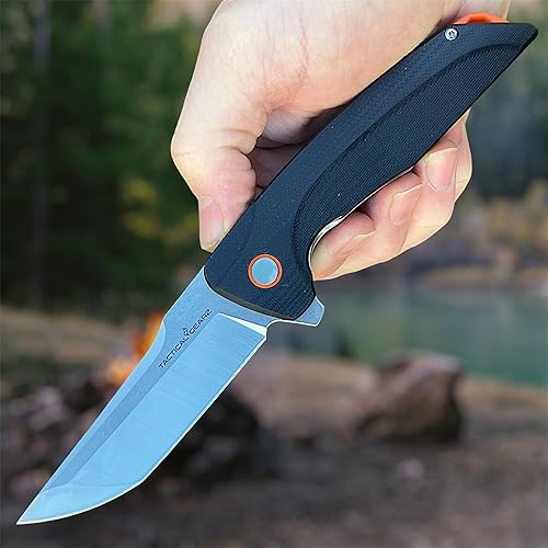 Miniatura 2 de TACTICAL GEARZ Cuchillo de bolsillo G10! Mango TG Orion, G10! Hoja de acero D2 afilada de afeitar! Sistema de pivote de rodamiento de bolas! Incluye