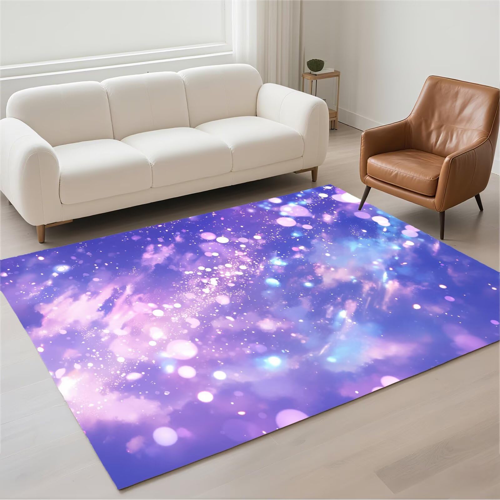 Tapis de salon lavable 120x180cm rectangulaire violet pour chambre