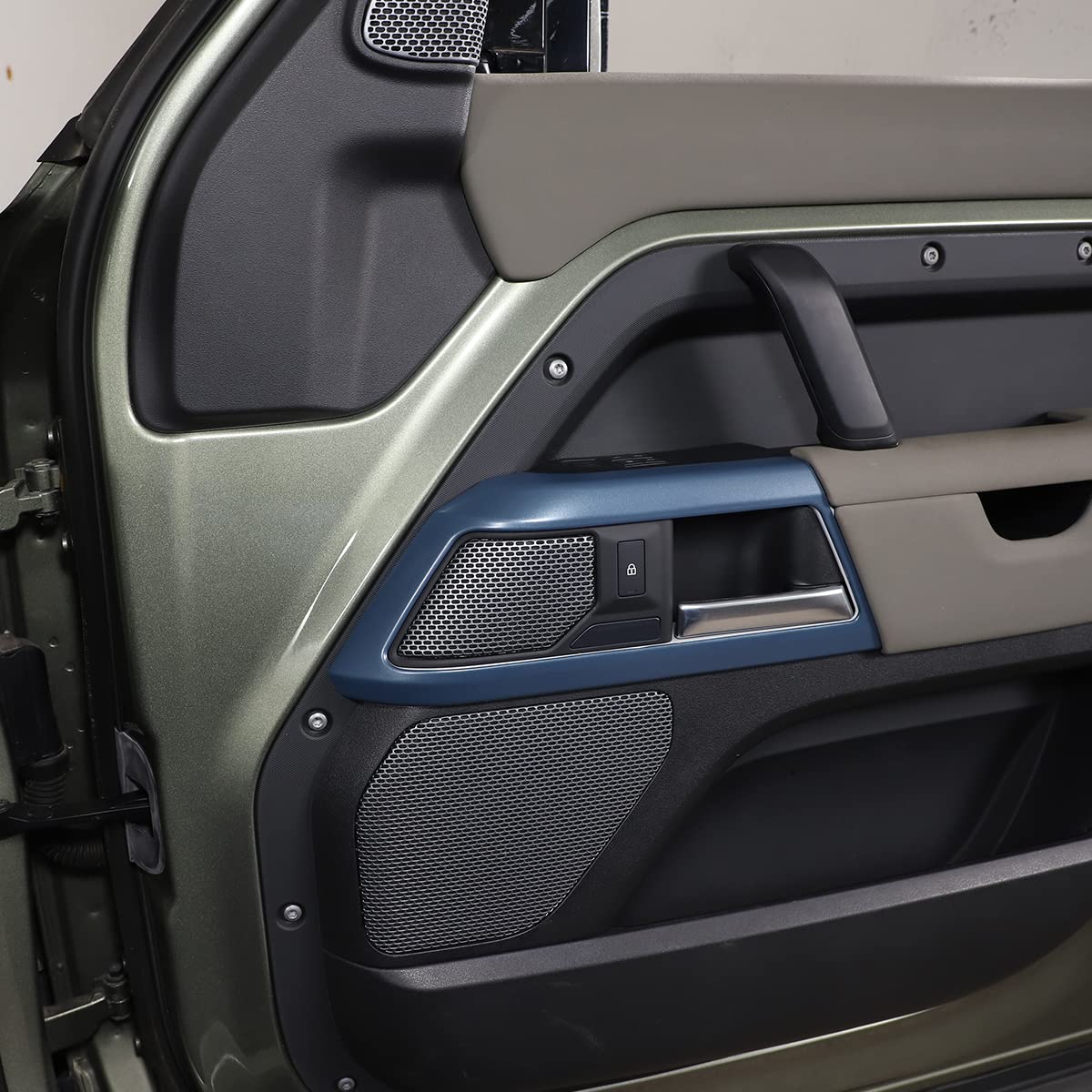 Plastikowa osłona klamki wewnętrznej drzwi samochodu z tworzywa sztucznego ABS do Land Rover Defender 90 110 2020-2022, akcesoria wewnętrzne (niebieskie, 4 szt.)