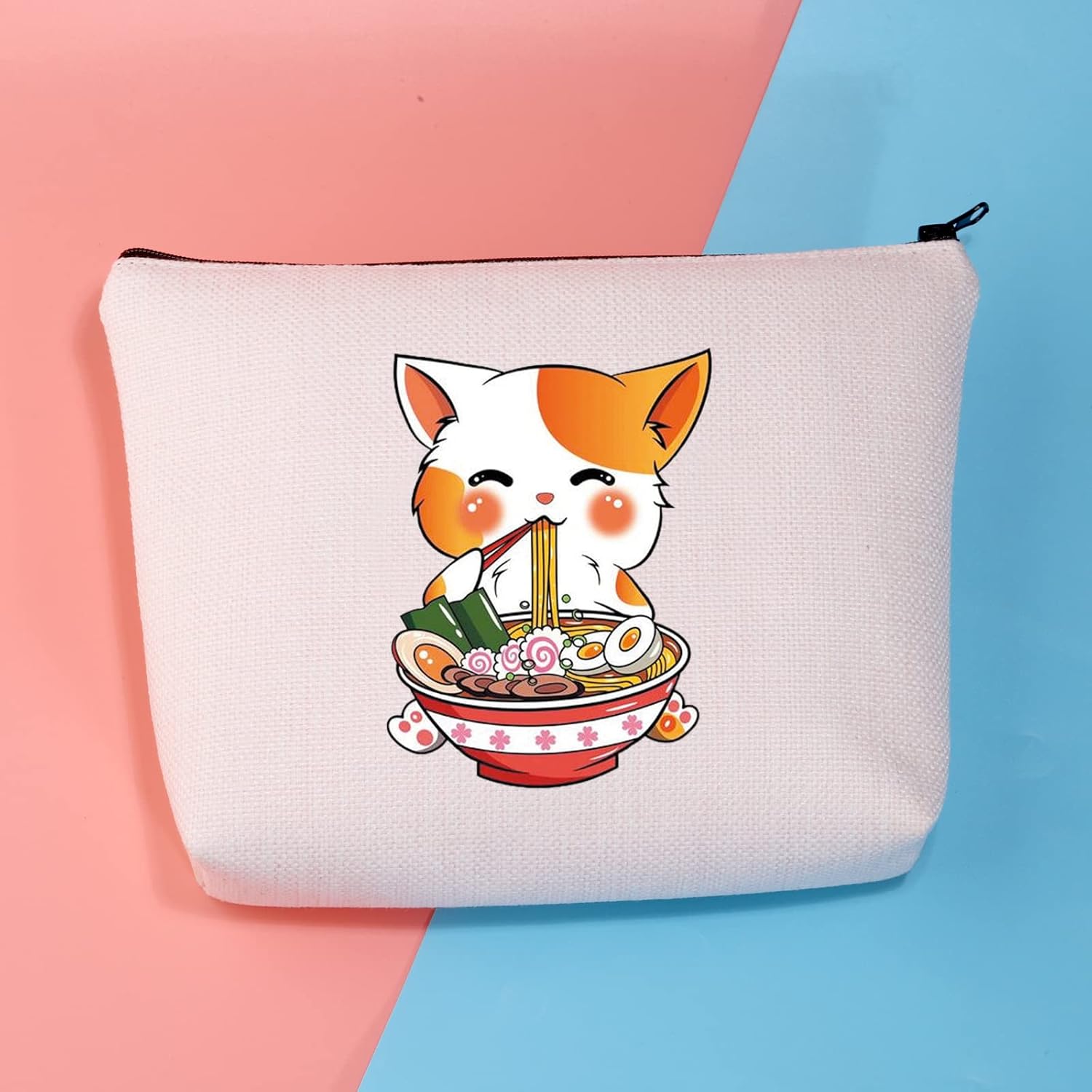 Cat Lover Makeup Bag Kawaii Anime Cat Gift Ramen Noodle Lover Gift