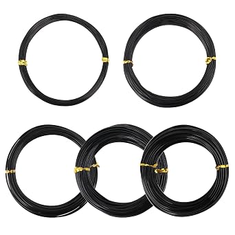 5 Roll Anodized Aluminum Bonsai Training Wire Kit with Bag, Black Bonsai Training Wire, Plant Wire Kit for Bonsai Artists & Beginners by Biugaaufai 1.0mm, 1.5mm, 2.0mm, 2.5mm, 3.0mm,5-Size 328 Feet