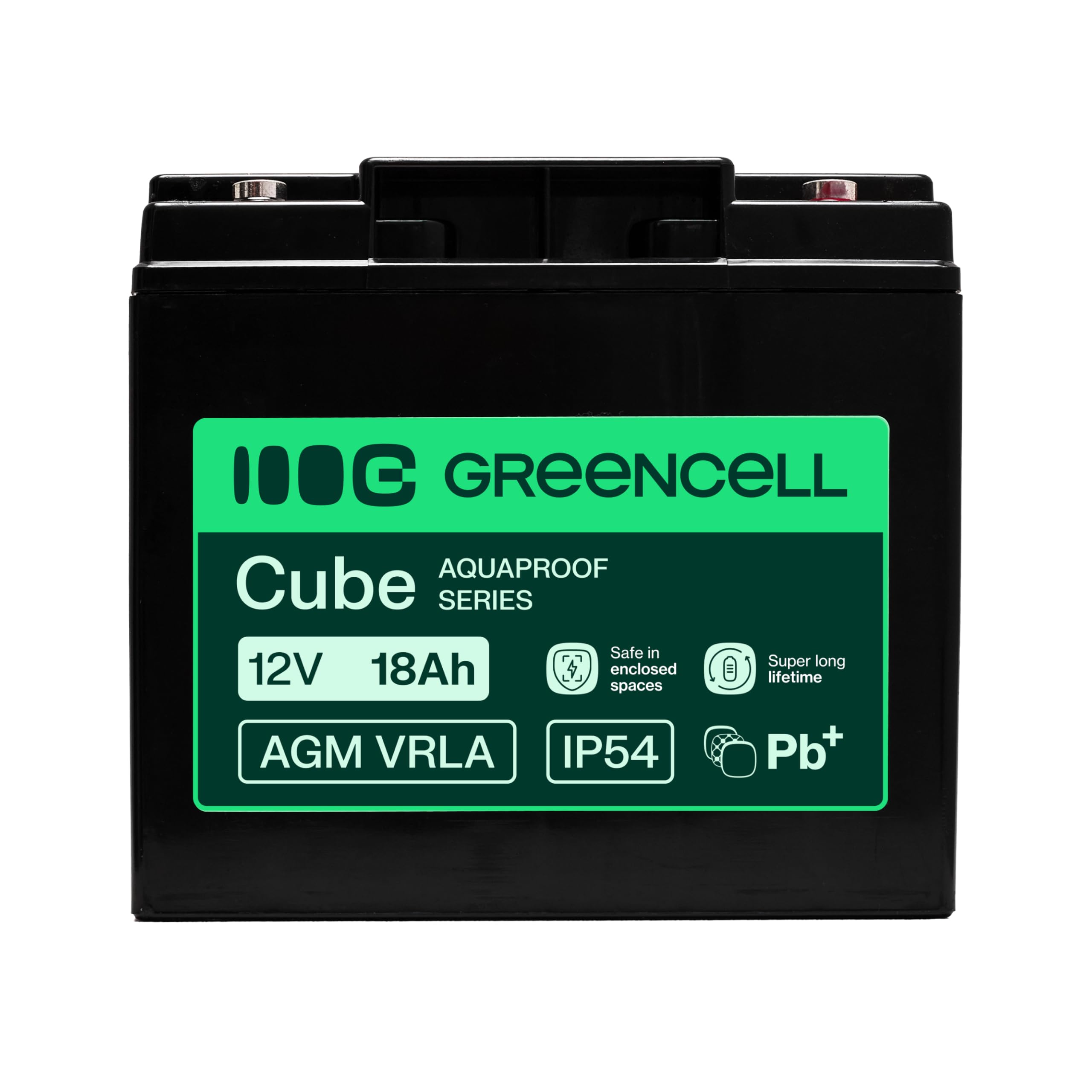 Greencell AGM VRLA 12 V 18 Ah Batterie Gel sans Entretien pour UPS, campeurs, systèmes d'alarme, Alimentation de Secours et Applications industrielles, Durable, Protection IP54, Haute Performance
