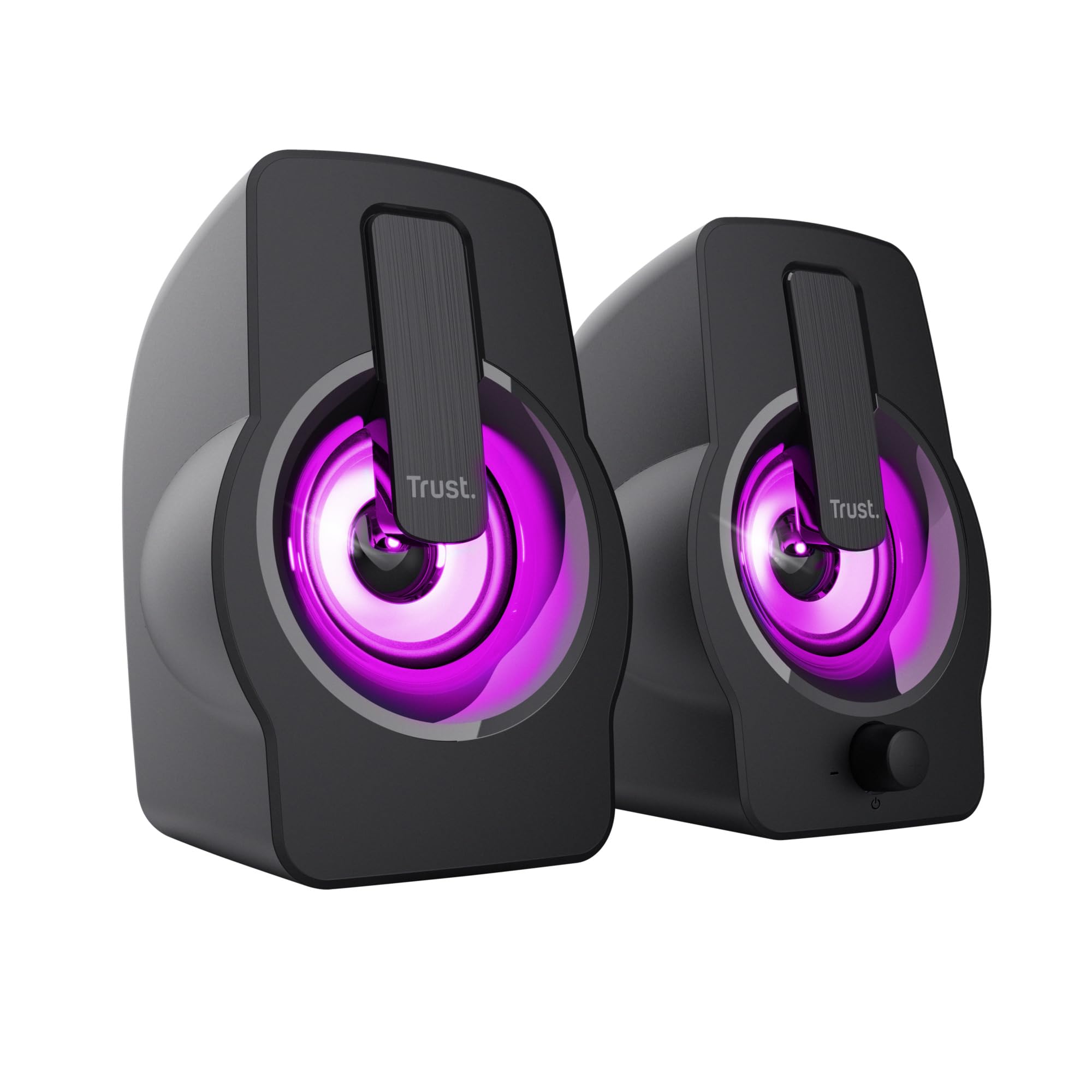 Trust Gemi Casse PC Mini LED RGB 12W (6W RMS), Altoparlanti PC Piccoli con Illuminazione LED, Alimentazione USB, Casse Audio Jack Aux 3.5mm, Compatto Set Altoparlante per Computer Laptop - Nero