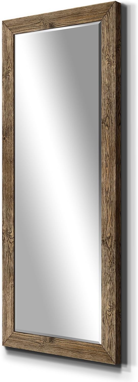 Renditions Gallery Rustic Barnwood Full Length Rectangular Framed Wall Mirror-Walnut, 25X61