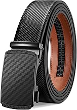 TANGCHAO Men's Leather Belt with Automatic Buckle Ratchet Belts 35 mm Wide Adjustable Size for Formal Trousers Dress Suit 115-145 cm