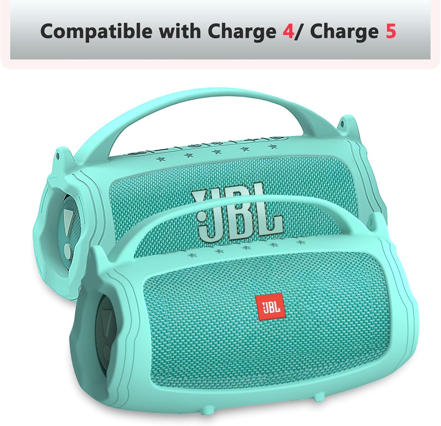 JCHPINE Silicone Cover and Hard Travel Case for JBL Charge 4 / Charge 5 Portable Bluetooth Speaker Accessories (Teal Case, NOT for Wi-Fi Version) - Image 4