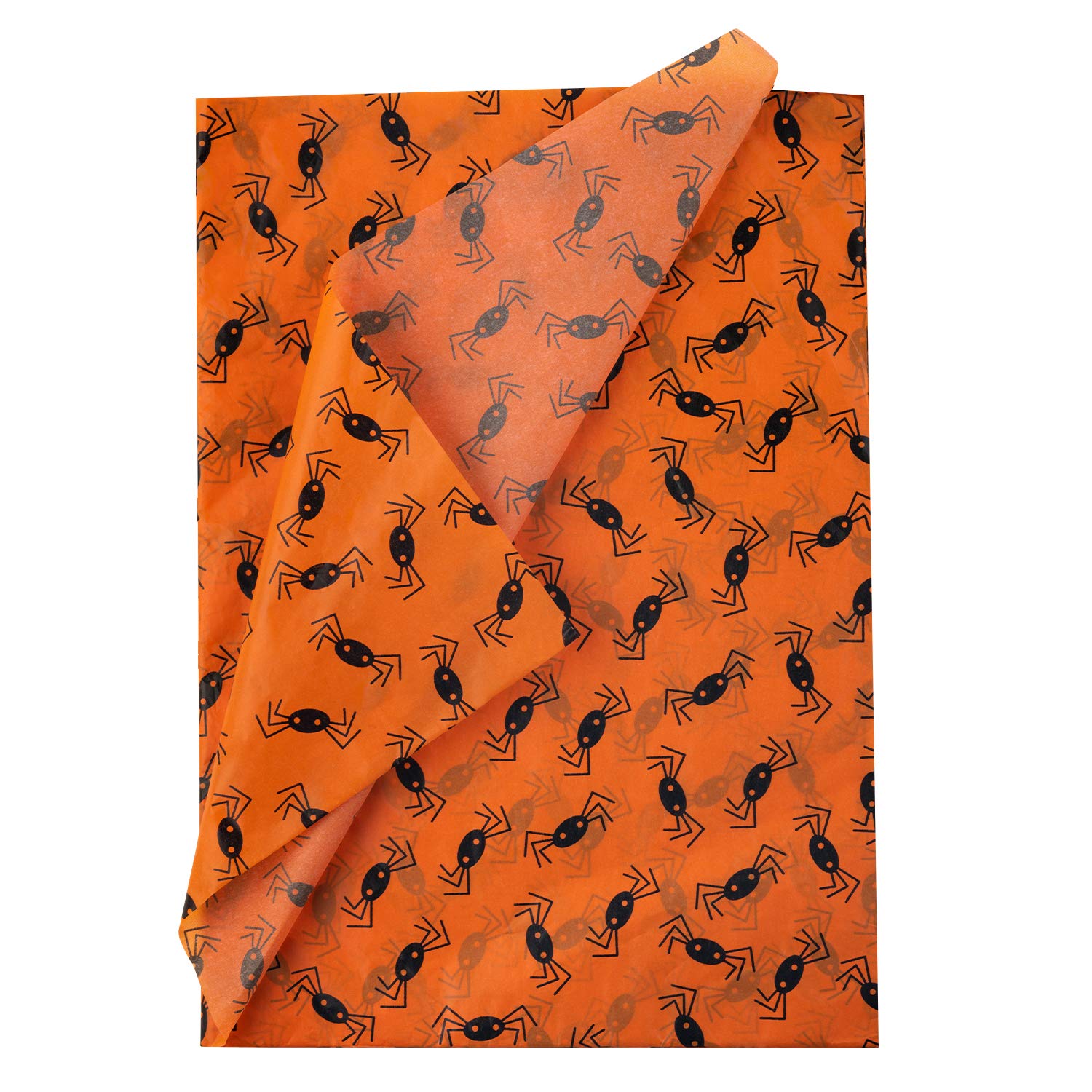 Papier De Soie D’emballage Halloween – 25 Feuilles 50x70 Cm Motif Araignées – Pour Cadeaux, Déco Et Bricolage