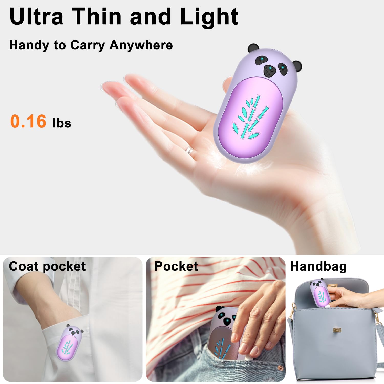 AI Hand Warmers: 2 Pack, 6000mAh Rechargeable -3