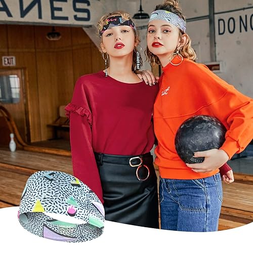 Miniatura 5 de Paquete de 4 diademas de los años 90 con estampado retro de los años 80 para mujer, bandas de sudor de moda vintage, bandas deportivas para el