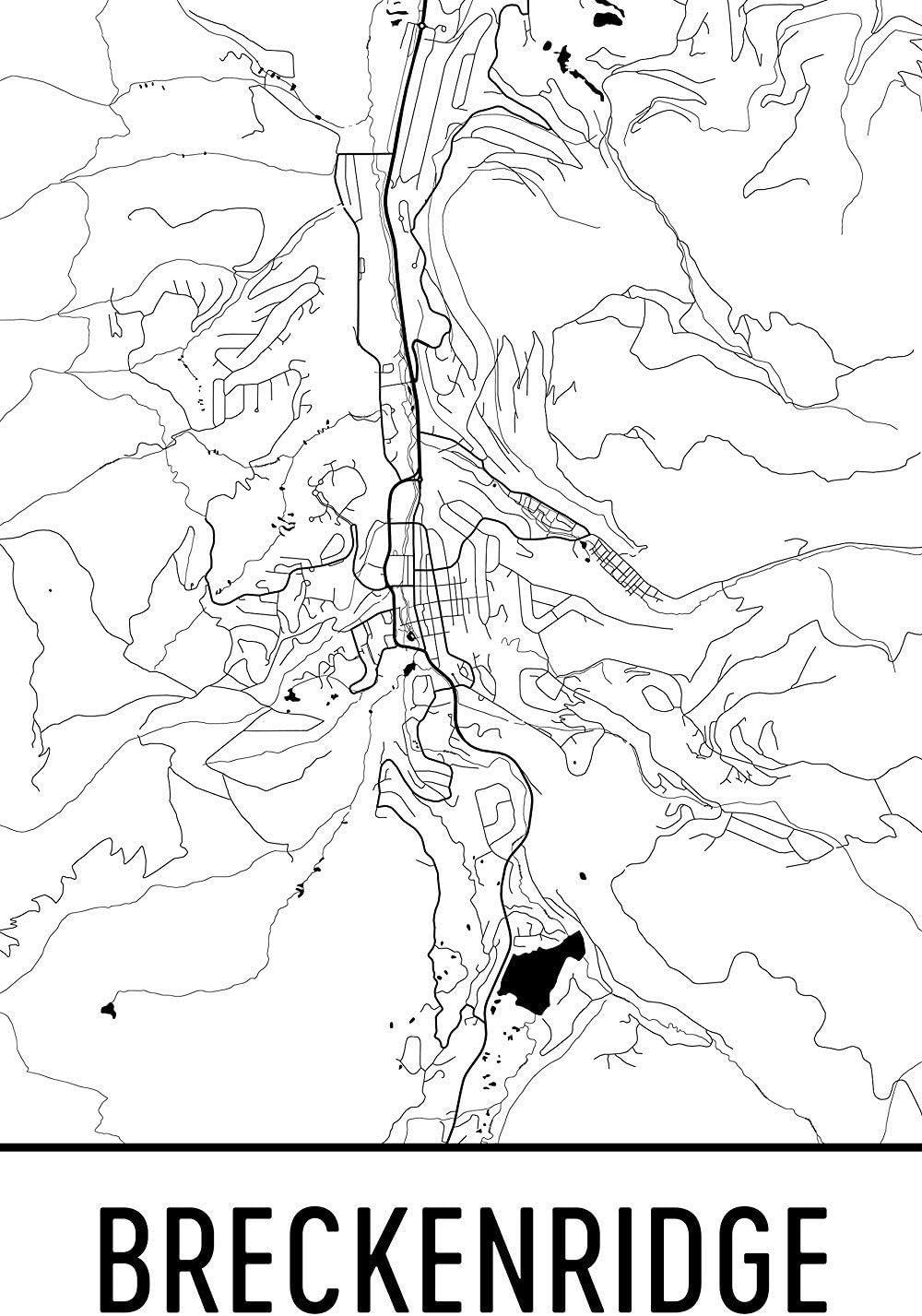 Modern Map Art Breckenridge Print, Breckenridge Art, Breckenridge Map