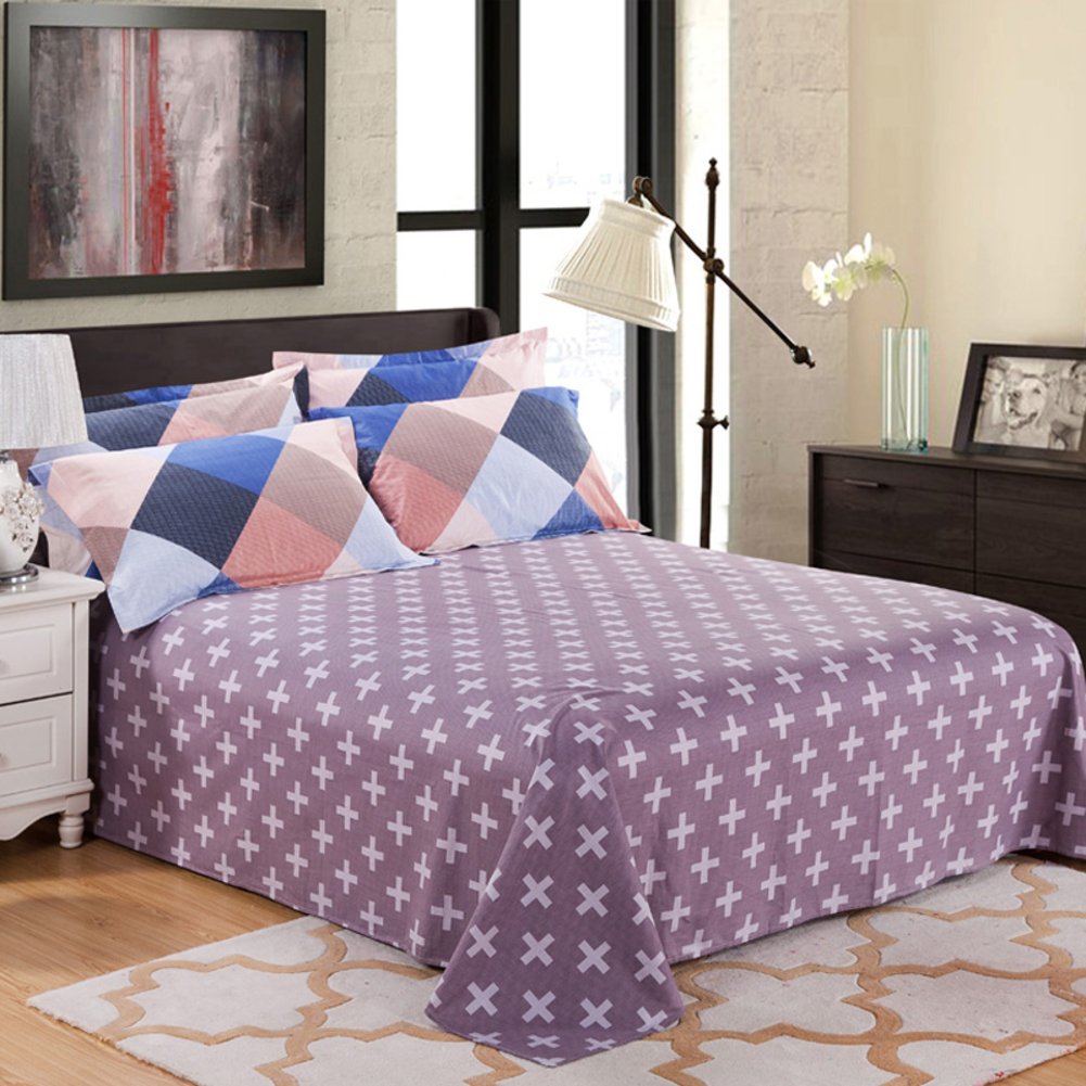 Drap plat coton double 230x245 au tissage traditionnel doux