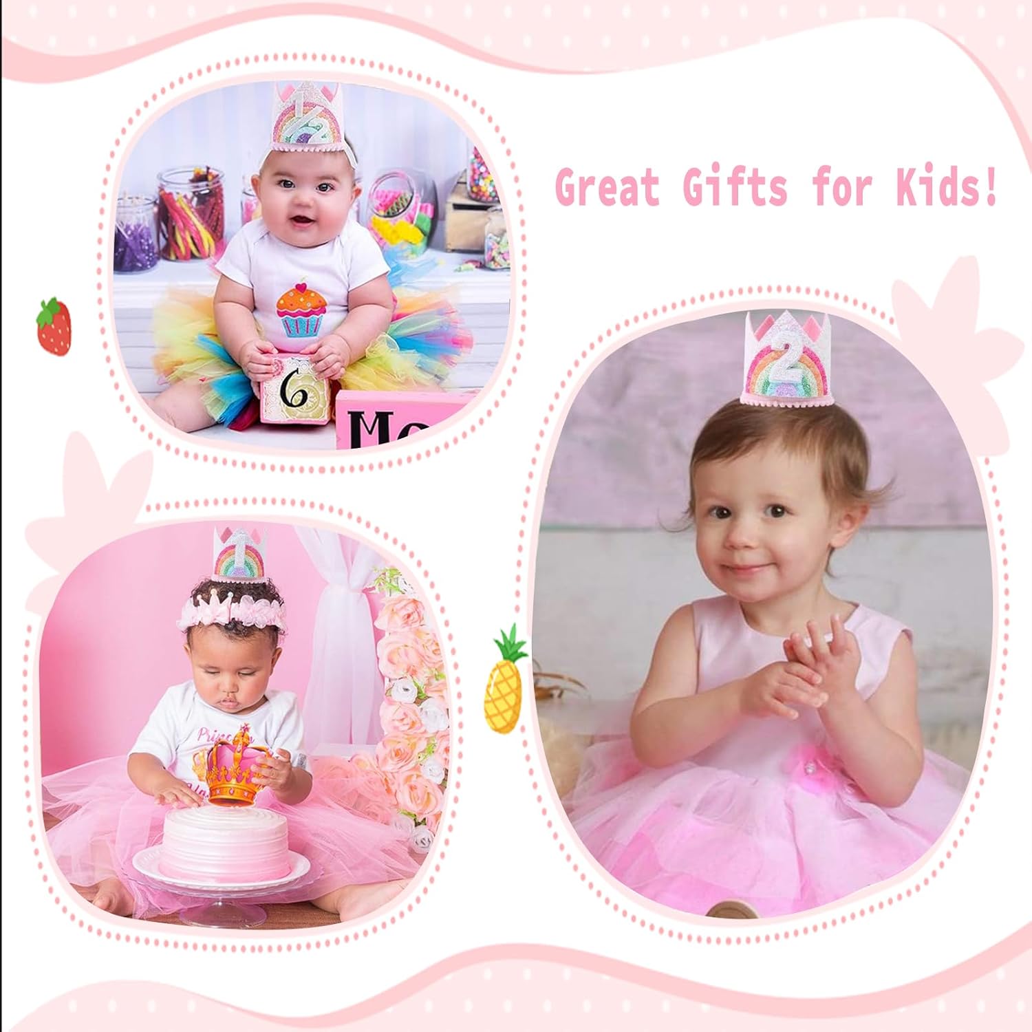 Boy Girl Birthday Crown, Prince Princess Birthday Hat Headband Tiara Crown Cake Photo Prop Party Decorations