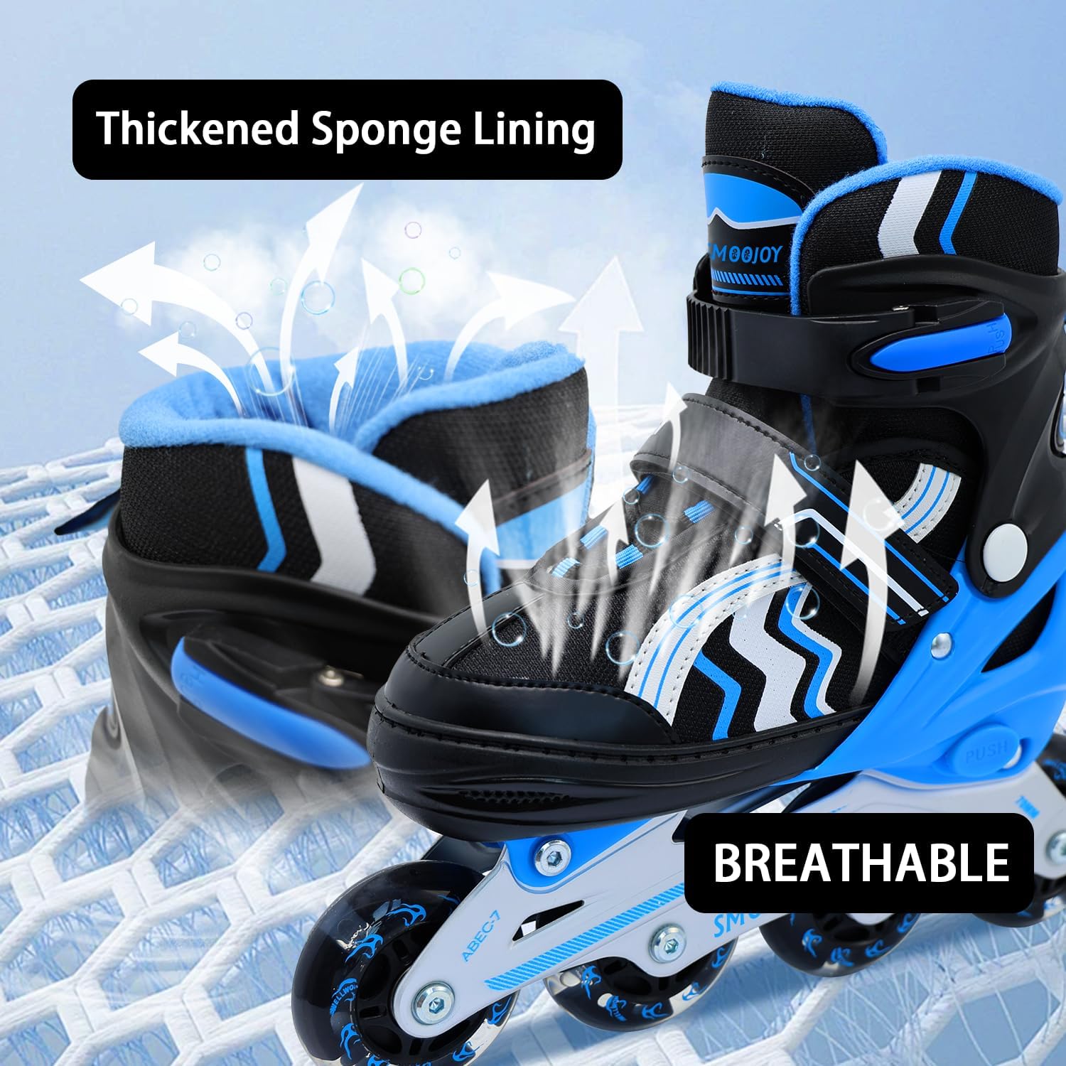 Inline Skates for Kids 4 Size Adjustable Light-Up Wheels Aluminum Frame Black Rose Red Blade Skate for Boys and Girls S, M, L Sizes, Ages 5-8, 6-12, for Beginners Indoors and Outdoors