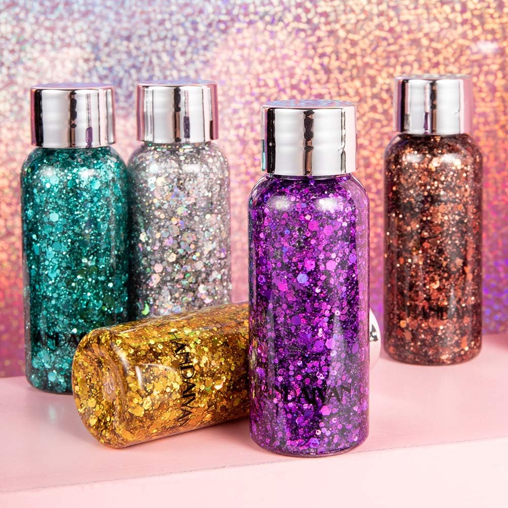SEEWE Body Glitter Gel Mermaid Scale Sequins Skin Long Lasting Sparkling Cream Eyeshadow Lip Nail Hair Painting Glitter Decorate Art Festival Party Make up Powder (Silver) : Beauty & Personal Care