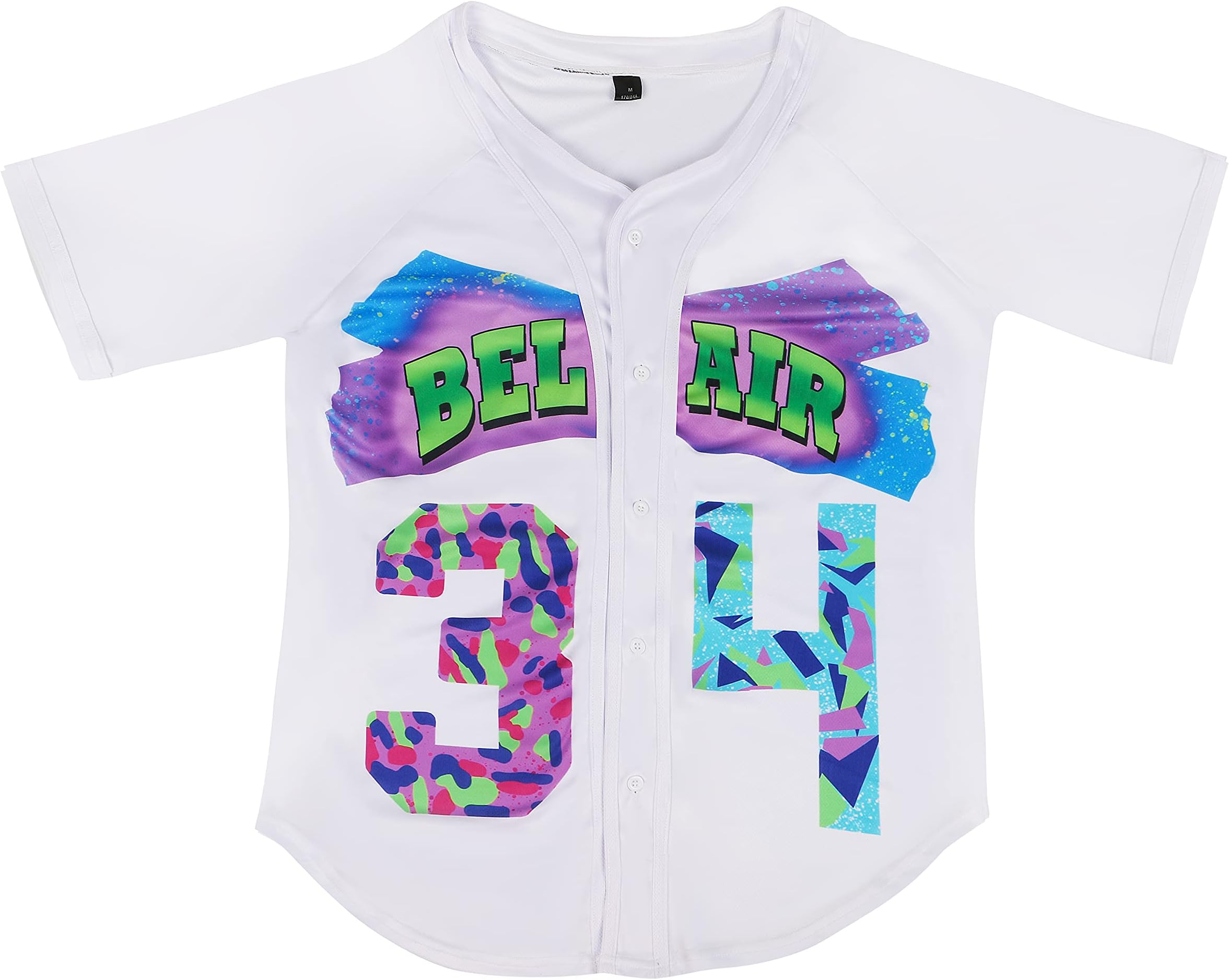 Fresh Prince of Bel Air Clothing，80s、90s Theme Party Hip Hop Bel Air Baseball Jersey Short Sleeve Tops for Party Club