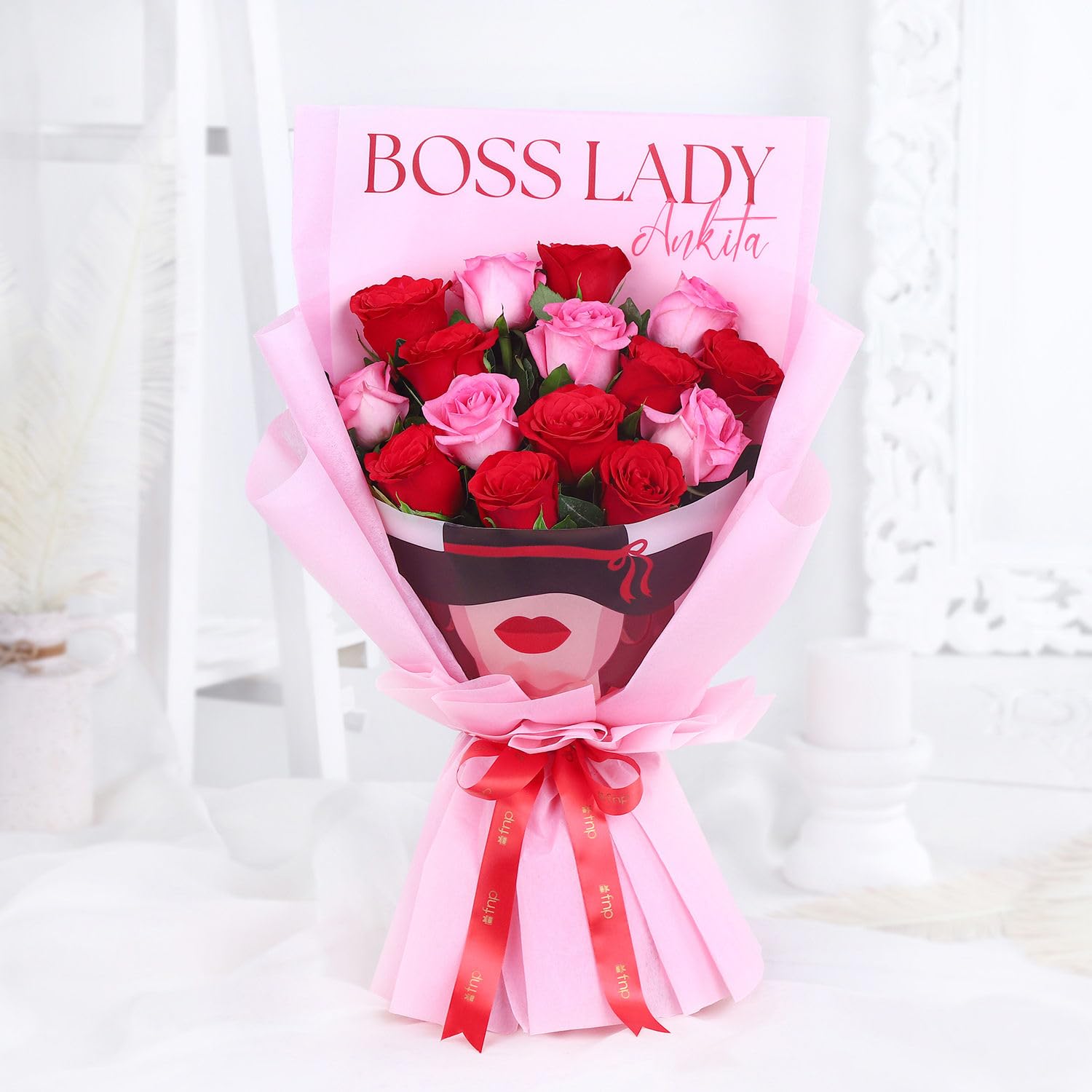 FNP Boss Lady Rosy Blooms For Birthday Gift, Anniversary Gift, Women's Day Gift, Valentine's Day Gift & Gift For Special Occasion, Wedding Flower Bouquet, Fresh Flower Wedding Gift-image-6