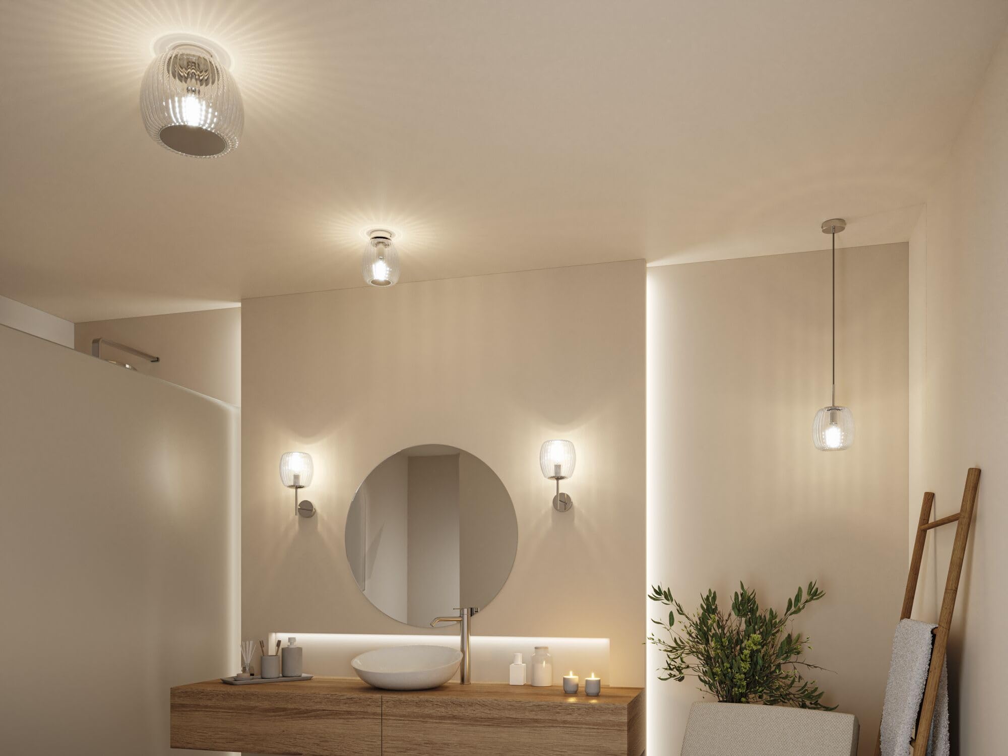 Paulmann 71141 Selection Bathroom plafonnier Ruya IP44 E14 230V max. 20W Verre, Chrome applique/plafonnier, éclair. salle de bain - lum. sans ampoule