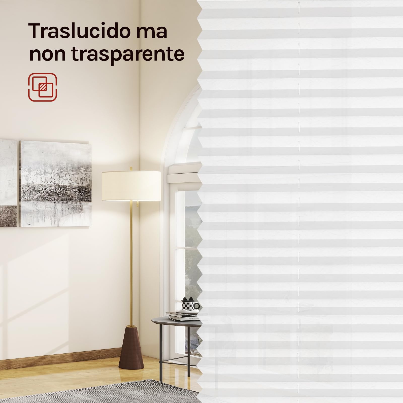 WOLTU Tenda Plissettata Effetto Rugoso Klemmfix senza Foratura 80x100 cm Bianco, Tenda Avvolgibile con Clip, Protezione Solare e Privacy per Finestre e Porte