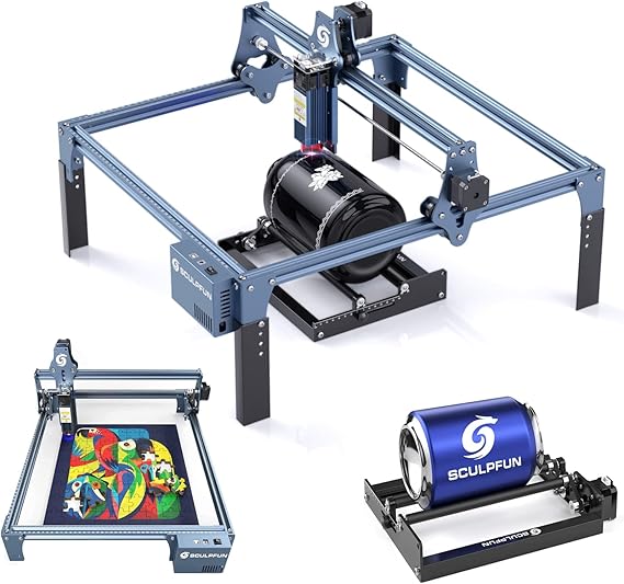 SCULPFUN S9 Incisore Laser 90W Con Rullo Rotativo - Alta Precisione Per Legno, Metallio E Acrilico