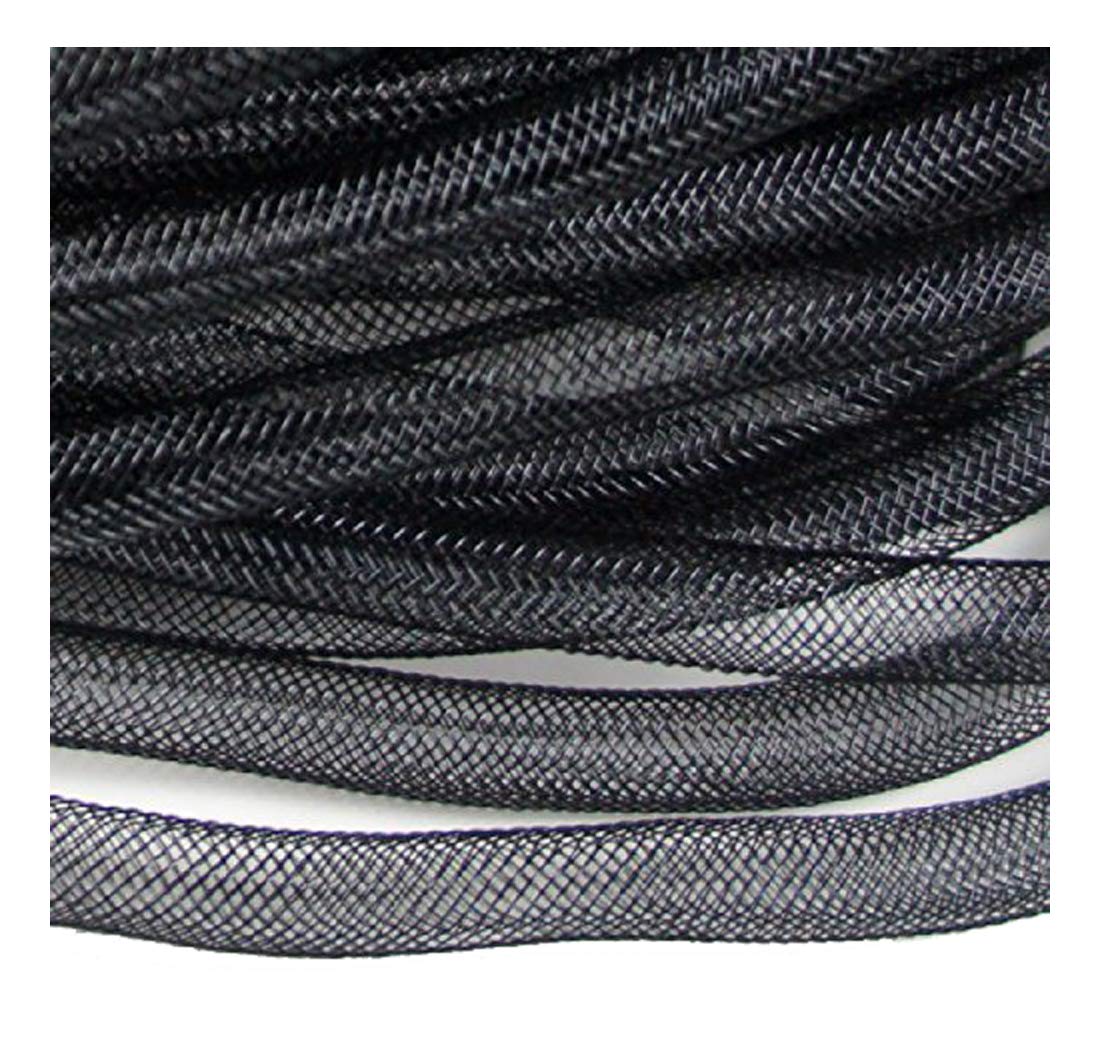 Hand Black ® Elastic Lightweight Millinery Tubular Crin Assorted Plain Colours Trim - Diameter 8 Mm, Appx 30 Meters Per Pack (Black)