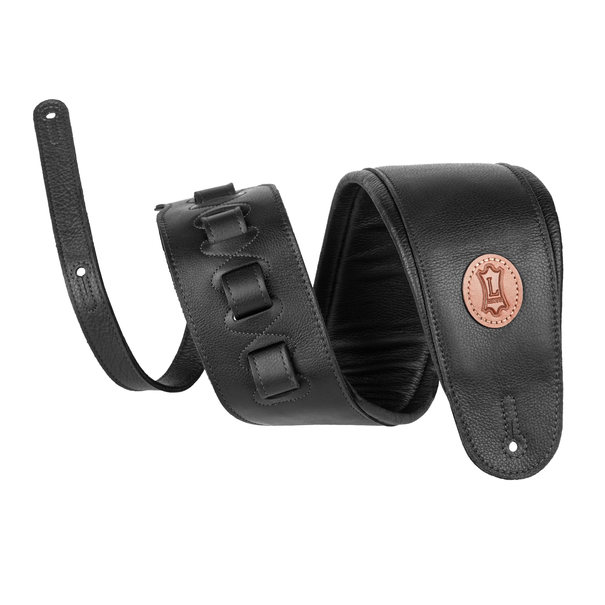 Levy's Leathers MSS2-4-BLK Garment Leather Bass Guitar Strap, Black