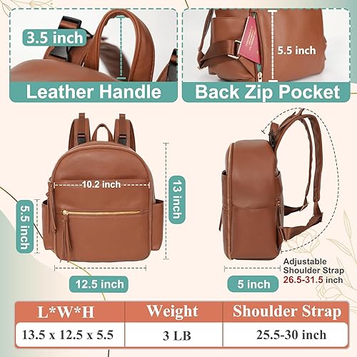 Miniatura 4 de Mominside - Mini bolsa de pañales pequeña con 11 bolsillos bolsa de viaje de cuero para bebés niñas y niños organizadores de bolsas de pañales 2