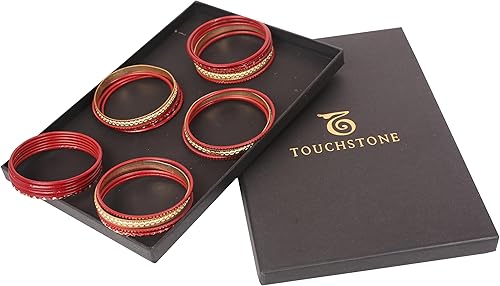 Miniatura 8 de Touchstone - Pulseras de metal indio para mujer, de aleación de oro, colección de 2 docenas de pulseras Bollywood, para mujer, apilable, anchas,