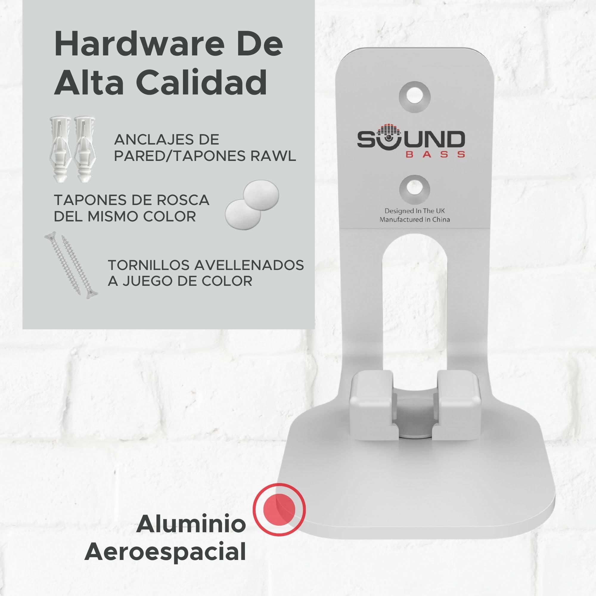 Sound bass One, Gen 2, SL & Play:1 Soporte de Montaje en Pared, Blanco, Compatible con Sonos One, Gen2, One SL & PLAY1 Speaker, Posición Fija