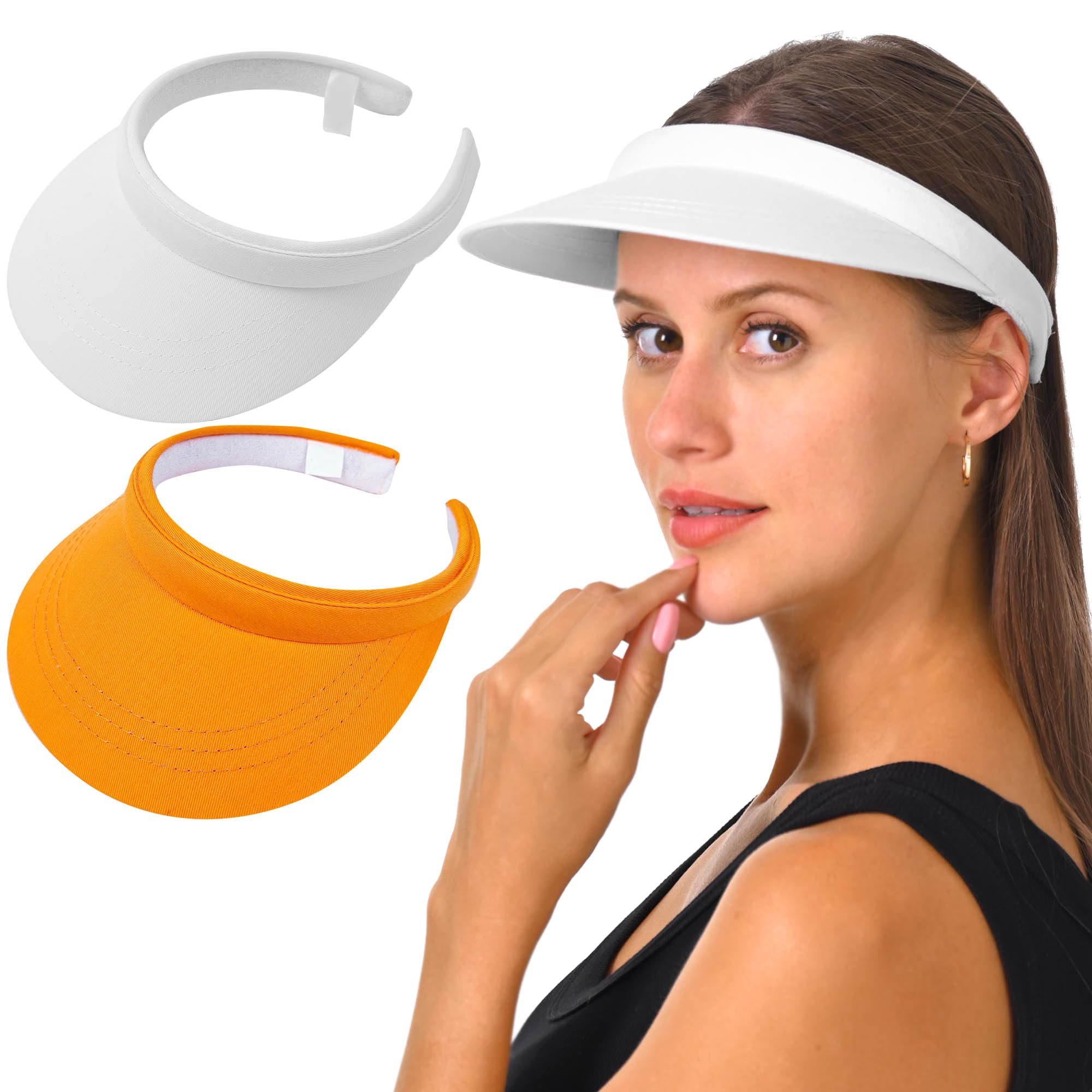2 Pack Visor Women Men Sun Hat Clip On Visors Adjustable Sport Wide Brim Cap
