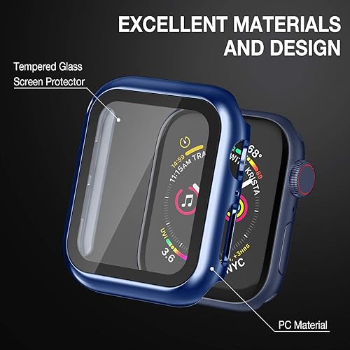 Miniatura 5 de Funda compatible con Apple Watch Series 9 Series 8 Series 7 de 41 mm con protector de pantalla de vidrio templado incorporado, funda protectora