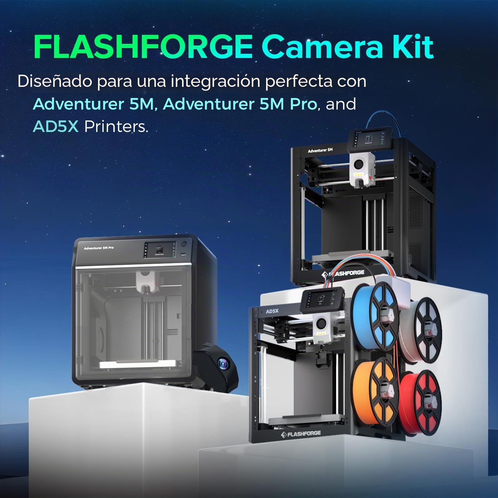 FLASHFORGE Adventurer 5M/5M Pro/5X Kit de cámara para impresora 3D para monitoreo en tiempo real y a distancia, compatible con la aplicación Flash Maker