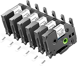 MarkField 6x TZe-221 9 mm Tape Compatible with Brother P Touch Label Black on White TZ TZe221 0.35 Inch Tape Cassette, for PT-H100LB H105 H107 H110 H100R D210 D410, P710BT Cube