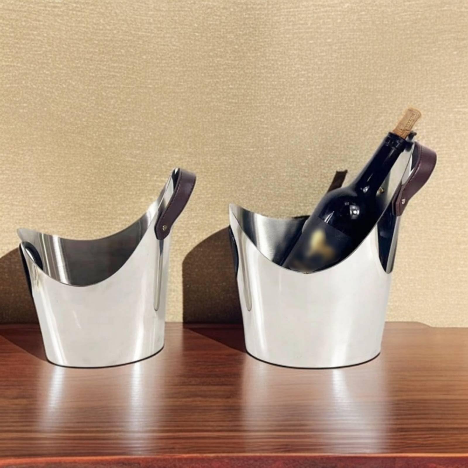 Secchiello Ghiaccio in Acciaio Inox Stile Moderno di Lusso Porta Bottiglia in Acciaio Antiruggine Vaso Decorativo Metallo per Ristoratori, Showroom, Grande 28x15x31cm