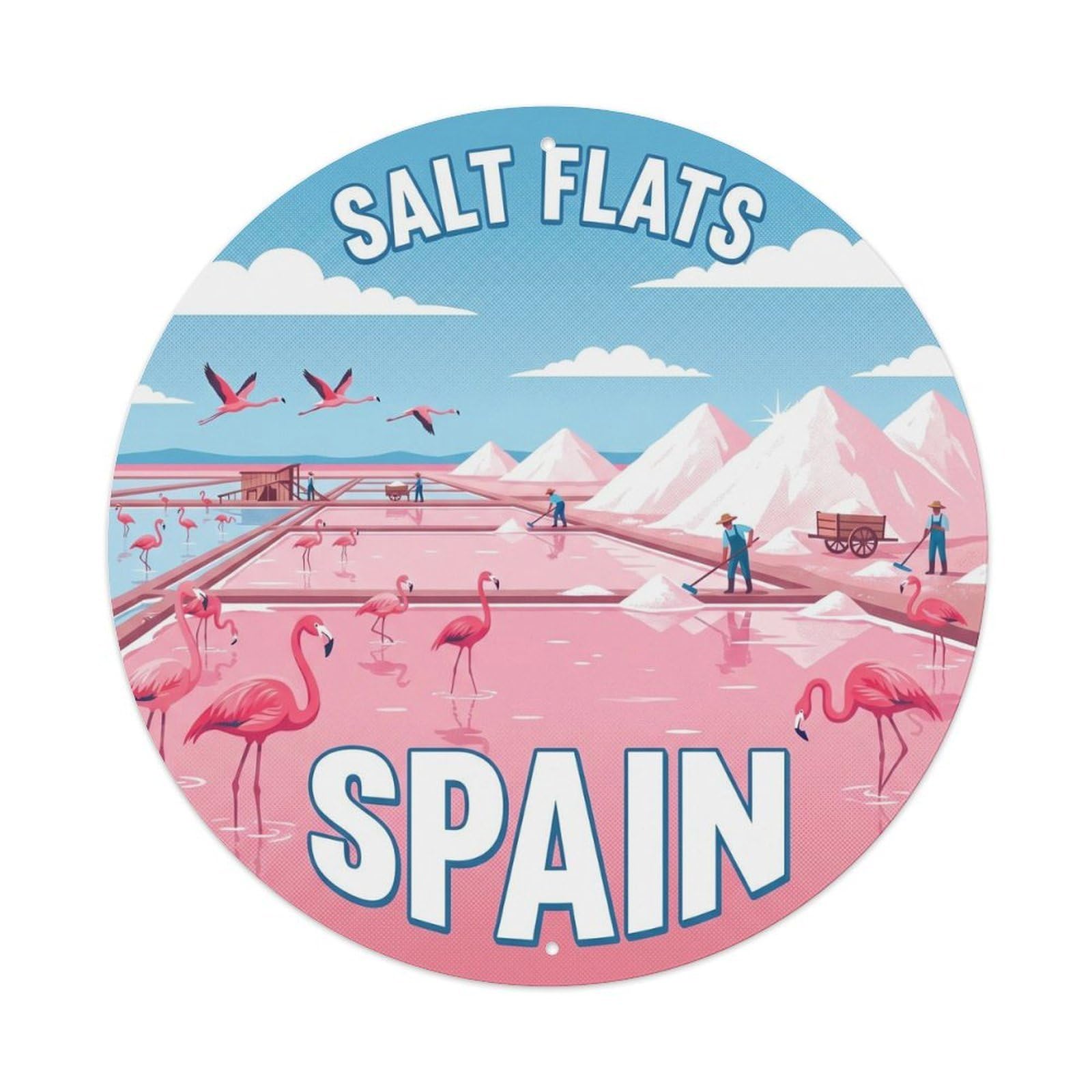 Alicante Santa Pola Salt Flats Spain Landmark Travel Metal Tin Sign